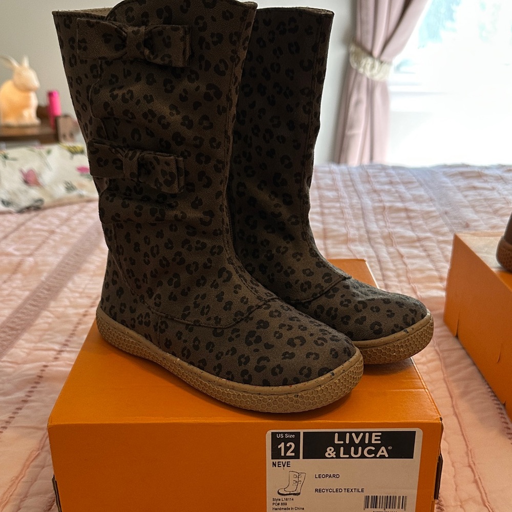 Livie & Luca Brown Leopard Kids Boots